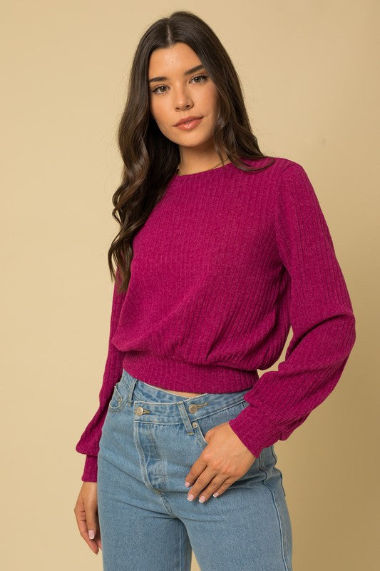 Berry Back Open Tie Top