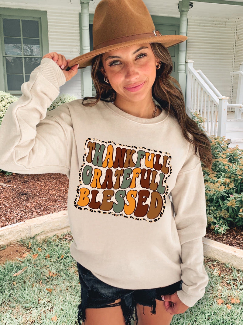 Thankful Grateful Blessed Crewneck Sweatshirt