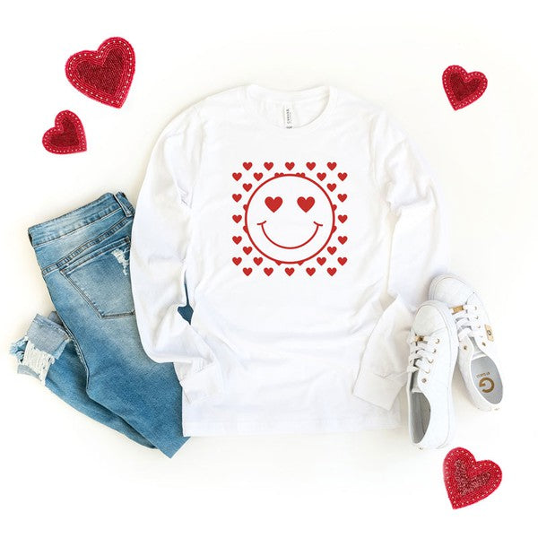 Smiley Face Hearts Short Sleeve Graphic Tee