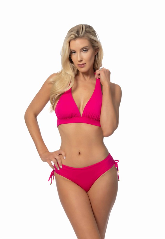 SOLID HALTER BIIKINI SET WITH RUCHING SIDE BOTTOM