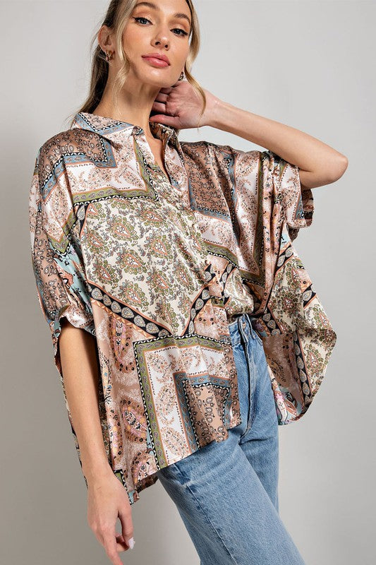 Printed Half Sleeve Blouse Top