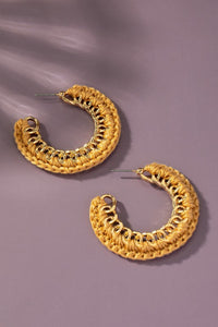 Cord braided link chain hoop earrings