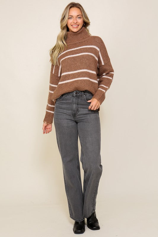 Turtle Neck Pinstripe Sweater