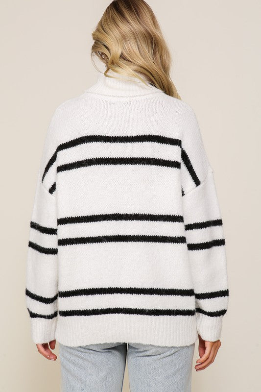 Turtle Neck Pinstripe Sweater