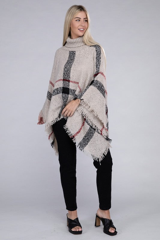 Turtleneck Knit Pancho