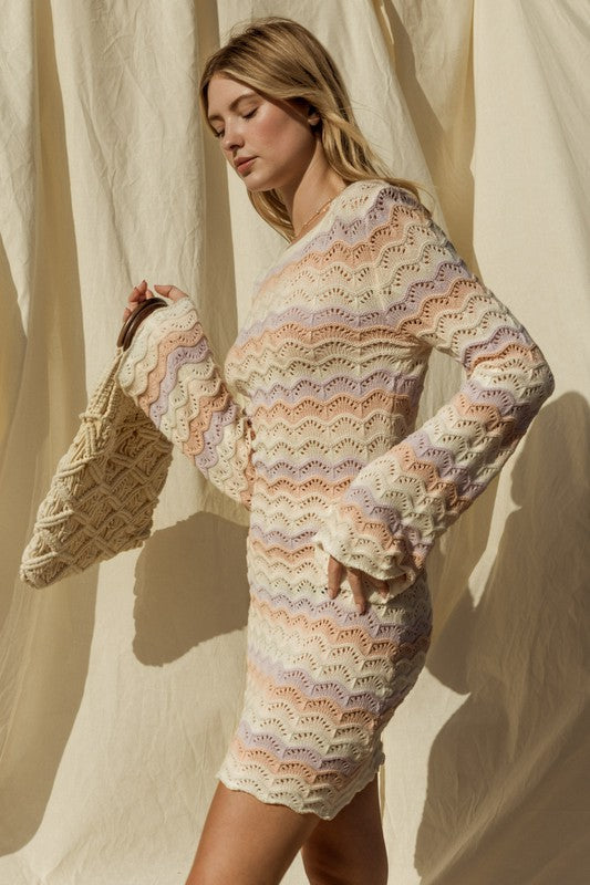 Spring fever Bell Sleeve knitted Dress