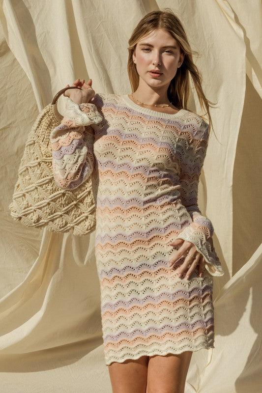 Spring fever Bell Sleeve knitted Dress