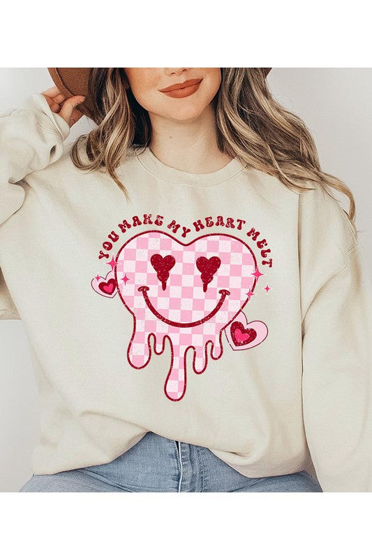 You make my heart melt graphic sweatshirt