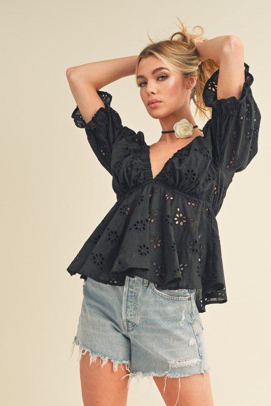 Hazle Eyelet Embroidered Top