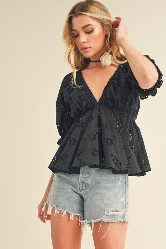 Hazle Eyelet Embroidered Top