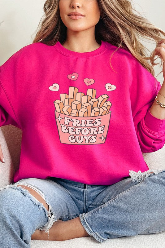 Valentine's Day Fries Before Guys Sweatshirt