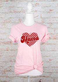Mama Checkered Heart Graphic Tee