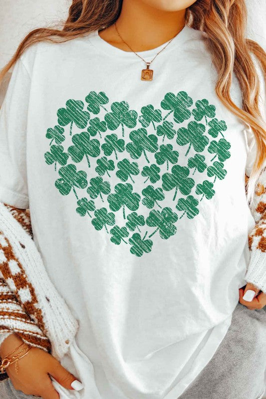 CLOVER HEART ST PATRICKS GRAPHIC TEE