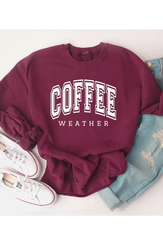 Coffee Weather Cafe Graphic Fleece Sweatshirts