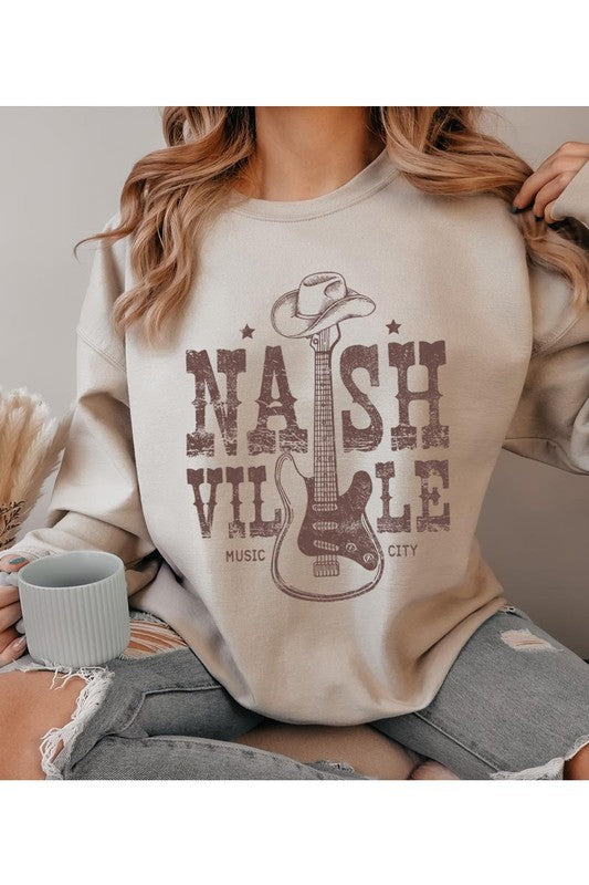 Nashville Cowboy Guitar Graphic Fleece Sweatshirts