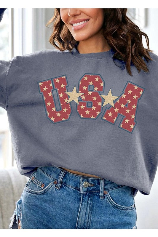 USA Star America Oversized Graphic Sweatshirts