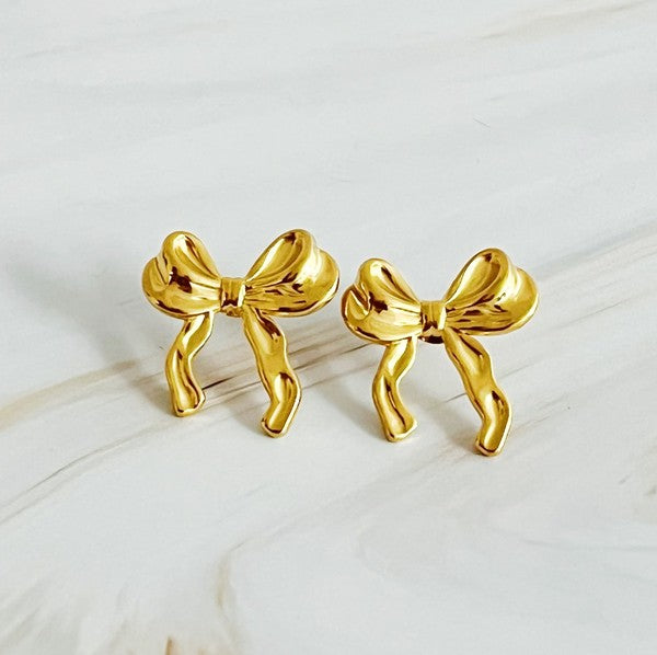 Gold Molten Ribbon Earrings