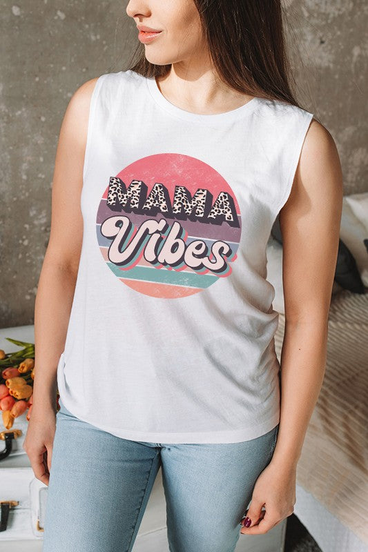 Mother's Day Mama Vibes Circle Muscle Tank Top