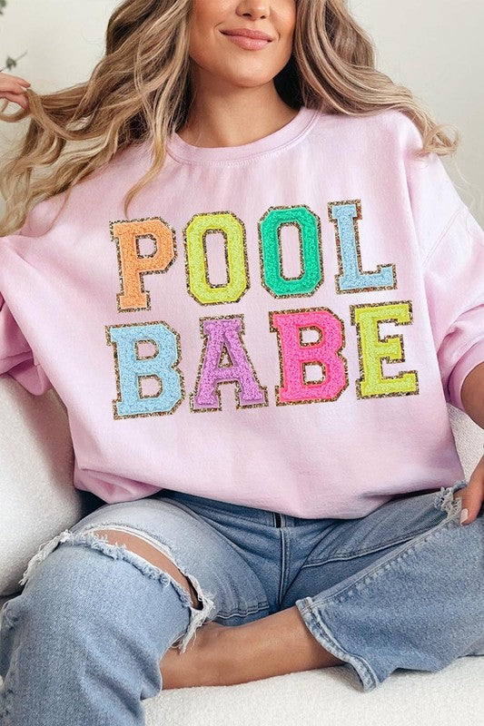 Pool Babe Oversized Graphic Fleece Sweatshirts