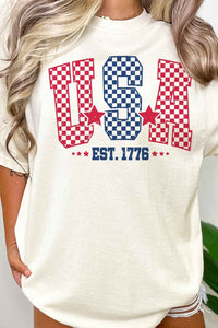 USA CHECKER OVERSIZED GRAPHIC TEE