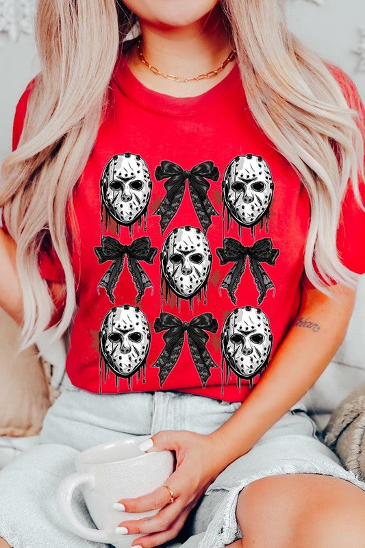 Horror Halloween Coquette Bow Graphic T Shirts