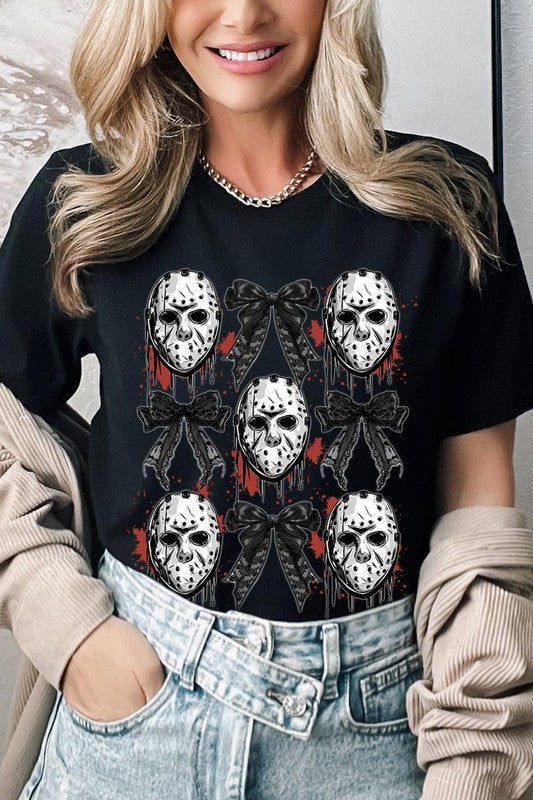 Horror Halloween Coquette Bow Graphic T Shirts