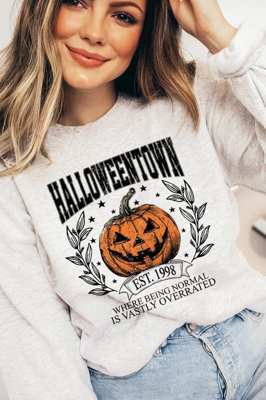 Halloweentown Pumpkin Graphic Fleece Sweatshirts