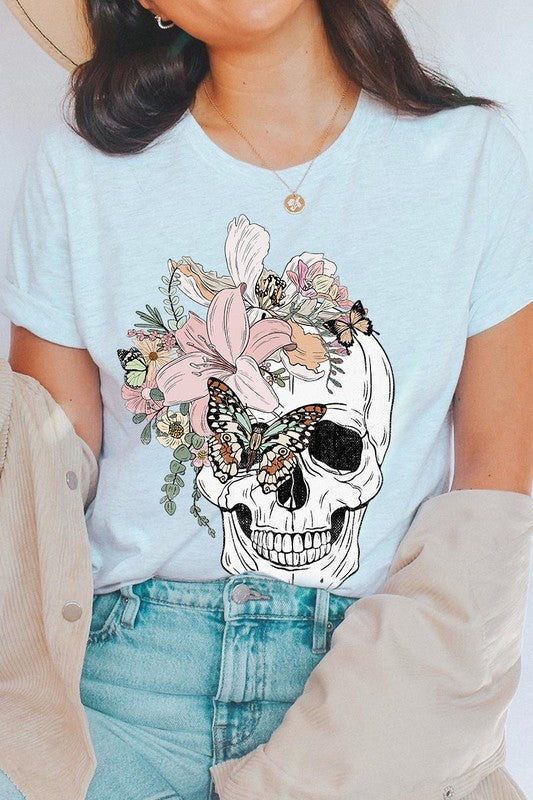 Floral Skull Graphic Tee