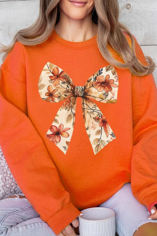 Autumn Bow Graphic Fleece Sweatshirts