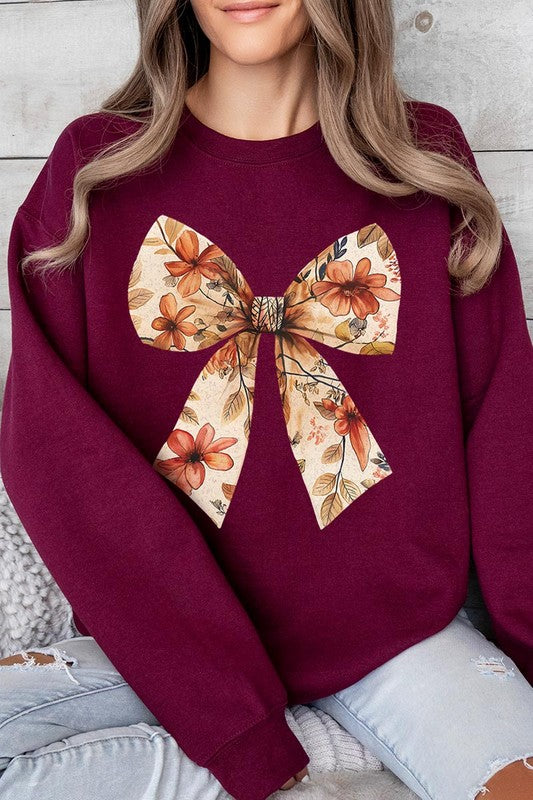 Autumn Bow Graphic Fleece Sweatshirts