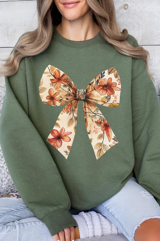 Autumn Bow Graphic Fleece Sweatshirts