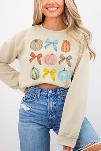 Fall Pumpkin Gourds Bows Autumn Graphic Sweatshirt