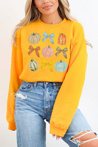 Fall Pumpkin Gourds Bows Autumn Graphic Sweatshirt