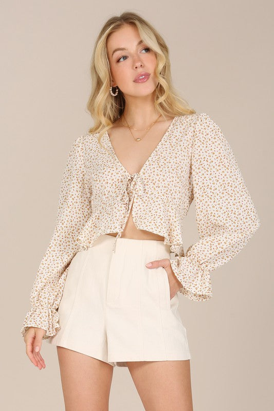 floral frill blouse