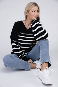 Striped Pattern Knit Sweater