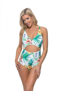 Pineapple cutout one piece swimsuit