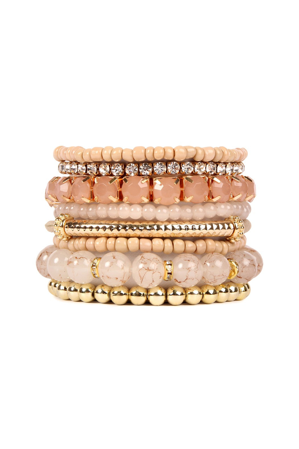 LIGHT BROWN MULTI BEADED BRACELETS