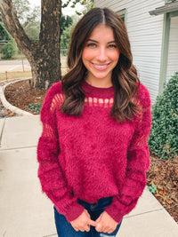 FUZZY DISTRESSED SWEATER TOP