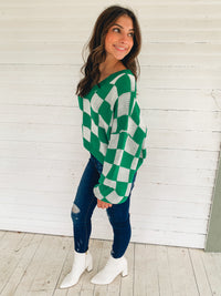 GREEN CHECKERED SWEATER
