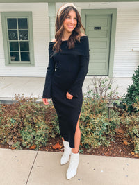 Black Off Shoulder Sweater Dress