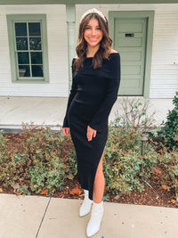 Black Off Shoulder Sweater Dress