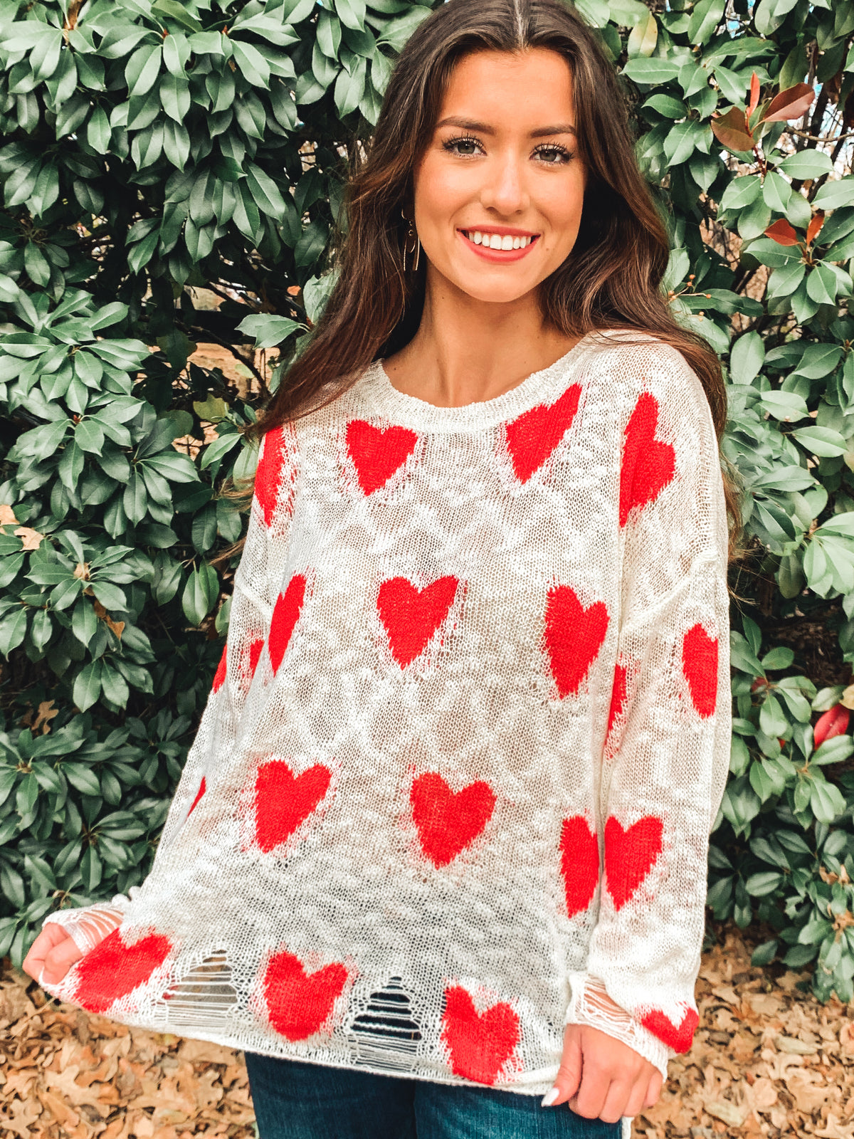 Heart Distressed Sweater