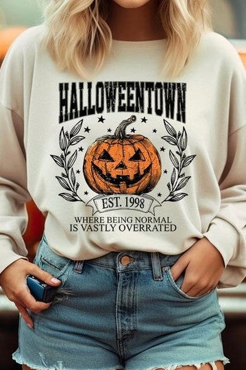 Halloweentown Pumpkin Graphic Fleece Sweatshirts