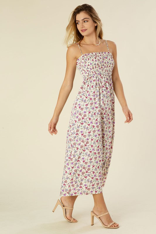 Smocked floral cami maxi dress