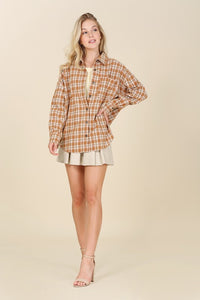 Autumn beige plaid shirts