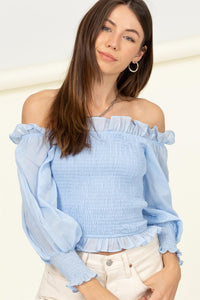 Sunny Day Smocked Off-the-Shoulder Top