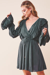 Ruffle Surplice Tied Mini Dress