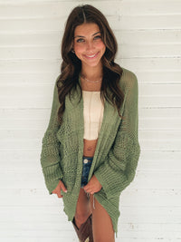 Moss Knit Netted Cardigan