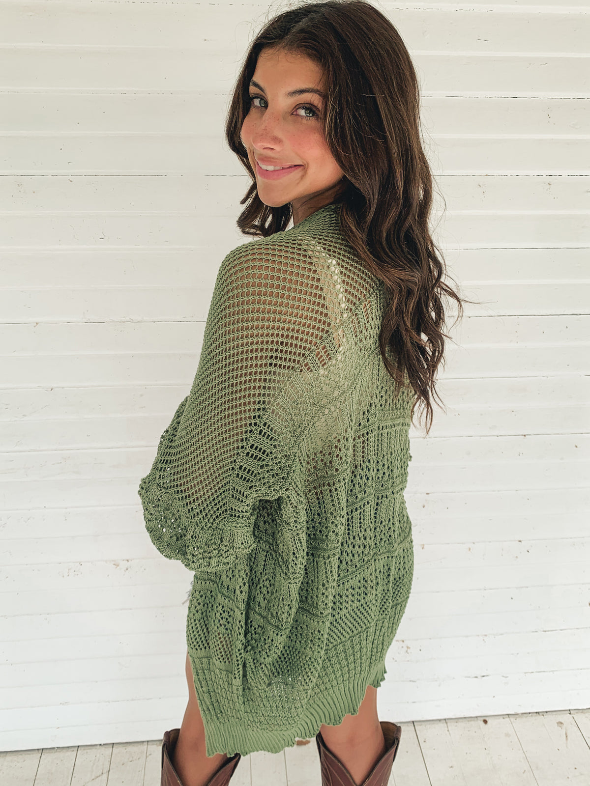 Moss Knit Netted Cardigan