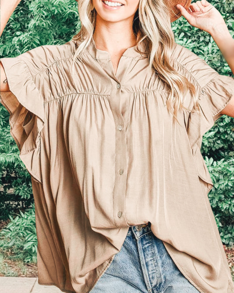 CAPPUCCINO LOOSE FIT RUFFLED TOP